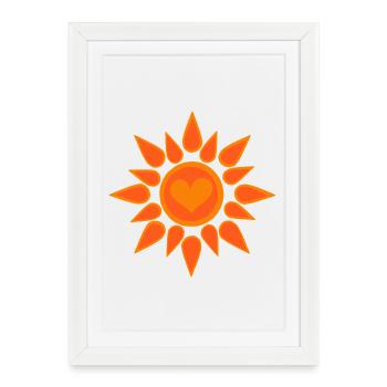 Sun symbol with heart - Framed poster (27 × 37 cm) - white - Front