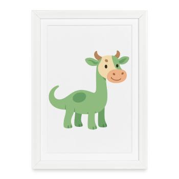 Dinosaure avec tête de vachette - Affiche encadrée (27 × 37 cm) - blanc - Devant