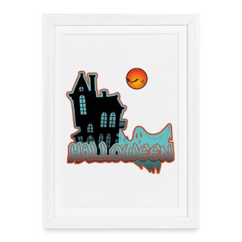 Maison Hantée Nuit Digitale - Affiche encadrée (27 × 37 cm) - blanc - Devant