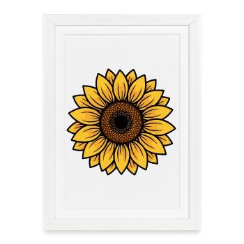 Motif central radiant tournesol - Affiche encadrée (27 × 37 cm) - blanc - Devant