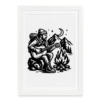 Feu de camp - Affiche encadrée (27 × 37 cm) - blanc - Devant