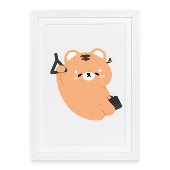 Tiger Commute fatigué - Affiche encadrée (27 × 37 cm) - blanc - Devant