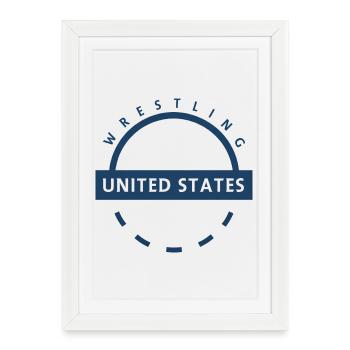 Emblème de Wrestling USA - Affiche encadrée (27 × 37 cm) - blanc - Devant