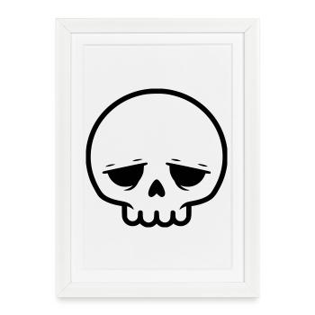 Sad Skull | Emo & Goth Design - Framed poster (27 × 37 cm) - white - Front