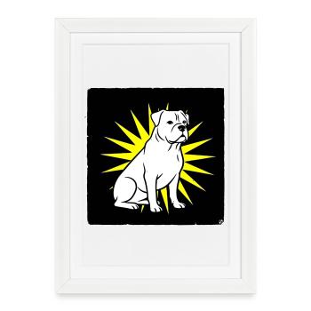 Cool Dog in Punk Rock & Pop Art Style - Framed poster (27 × 37 cm) - white - Front