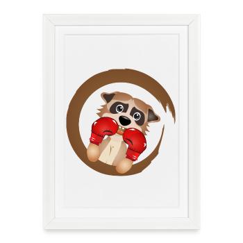 Motif boxeur suricate – Champion de boxe mignon - Affiche encadrée (27 × 37 cm) - blanc - Devant