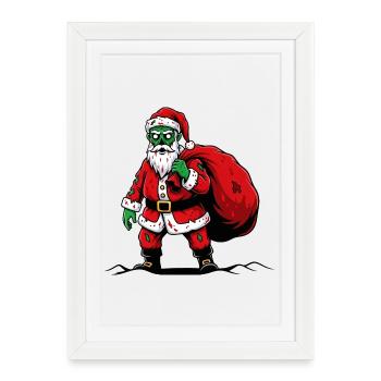 Santa Claus Creepy Horror Zombie Undead Christmas - Framed poster (27 × 37 cm) - white - Front
