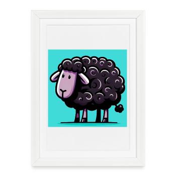 Mouton noir - Affiche encadrée (27 × 37 cm) - blanc - Devant