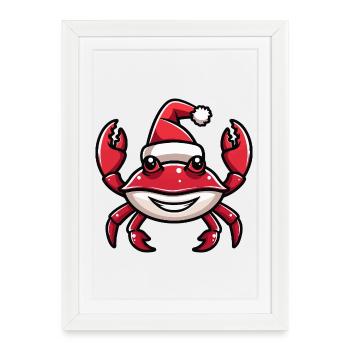 Crabe Crabe Noël - Affiche encadrée (27 × 37 cm) - blanc - Devant