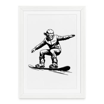 Cool Snowboarder - Snowboard Graphic - Affiche encadrée (27 × 37 cm) - blanc - Devant