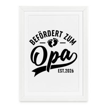 Promu grand-père 2026 Annoncer la grossesse - Affiche encadrée (27 × 37 cm) - blanc - Devant
