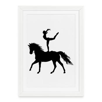 Acrobaties de saut Cheval d’équitation coloré - Affiche encadrée (27 × 37 cm) - blanc - Devant