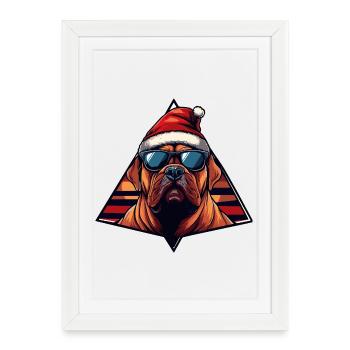 Bulldog Santa Dog Comic - Framed poster (27 × 37 cm) - white - Front