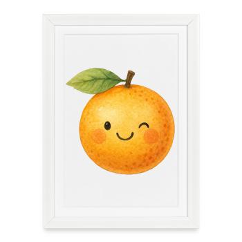Motif de bébé pour enfants aux fruits orange de Kawaii - Affiche encadrée (27 × 37 cm) - blanc - Devant