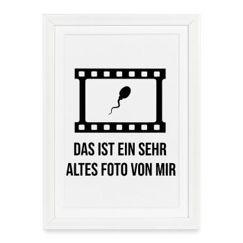 Vieille photo de film de sperme : drôle de dicton - Affiche encadrée (27 × 37 cm) - blanc - Devant