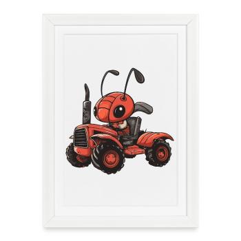Éleveur de tracteurs fourmis - Affiche encadrée (27 × 37 cm) - blanc - Devant