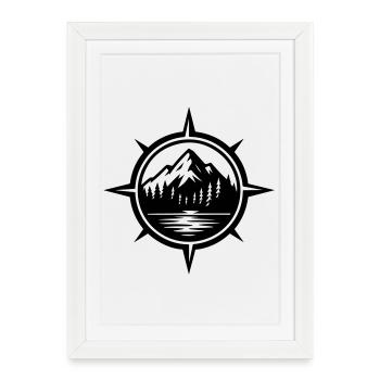 Mountains Compass Travel - Framed poster (27 × 37 cm) - white - Front