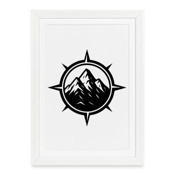 Monts Compass - Affiche encadrée (27 × 37 cm) - blanc - Devant