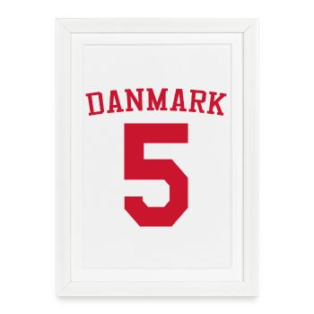 Denmark 5 – Red Sport Design - Framed poster (27 × 37 cm) - white - Front