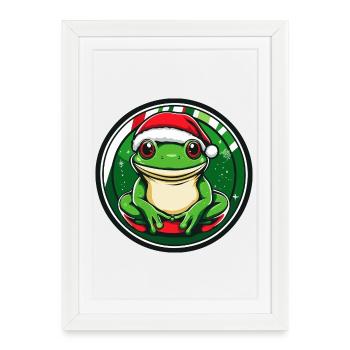 Frog Christmas Comic - Framed poster (27 × 37 cm) - white - Front