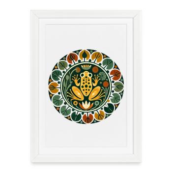 Frog in Circular Flora - Framed poster (27 × 37 cm) - white - Front