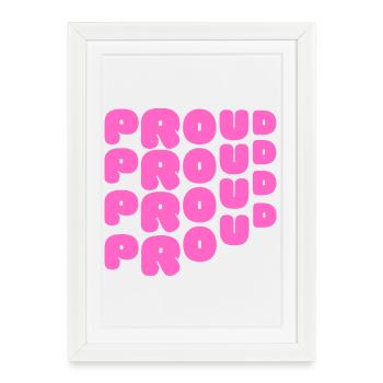 Pride / CSD / LGBTQ+ Design « PROUD » - Affiche encadrée (27 × 37 cm) - blanc - Devant