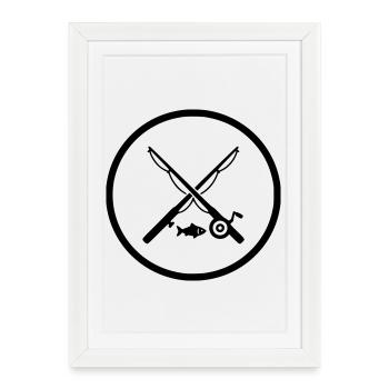 Crossed Fishing Rods Logo Icon Vector - Framed poster (27 × 37 cm) - white - Front