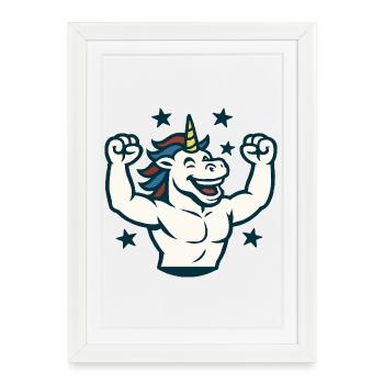 Strong Unicorn Gym Mascot Power Flex Design - Framed poster (27 × 37 cm) - white - Front