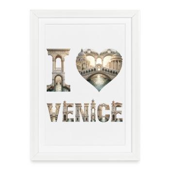 Venise – Silhouette intemporelle de la ville - Affiche encadrée (27 × 37 cm) - blanc - Devant