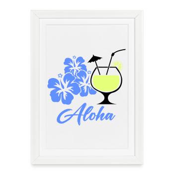 Boisson tropicale d’hibiscus à l’aloha - Affiche encadrée (27 × 37 cm) - blanc - Devant