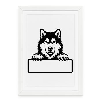 Badge de nom Alaskan Malamute noir - Affiche encadrée (27 × 37 cm) - blanc - Devant
