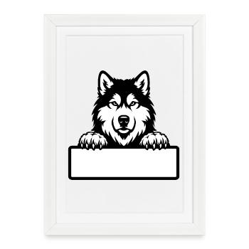 Alaskan Malamute Name Tag Black & White - Framed poster (27 × 37 cm) - white - Front