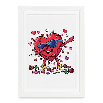 Cœur drôle de cœur pour la Saint-Valentin - Affiche encadrée (27 × 37 cm) - blanc - Devant