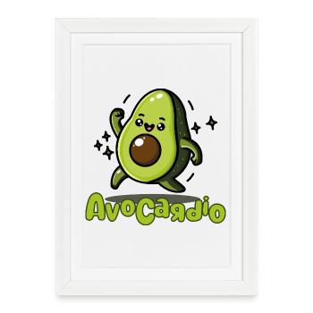 AvoCadío Avocado Cartoon - Affiche encadrée (27 × 37 cm) - blanc - Devant
