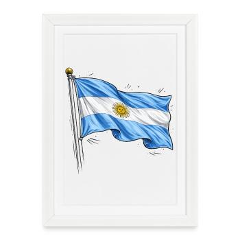 Drapeau de l’Argentine - Affiche encadrée (27 × 37 cm) - blanc - Devant