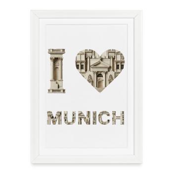 I love Munich – Classical Architecture Love - Framed poster (27 × 37 cm) - white - Front