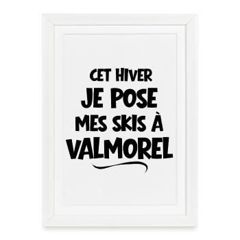 skier, domaine skiable, station de ski - Affiche encadrée (27 × 37 cm) - blanc - Devant