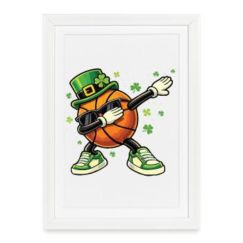Basket-ball Lutin St Patrick’s St. Paddys - Affiche encadrée (27 × 37 cm) - blanc - Devant