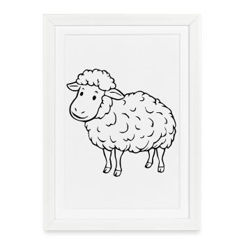Mouton mouton agneau - Affiche encadrée (27 × 37 cm) - blanc - Devant