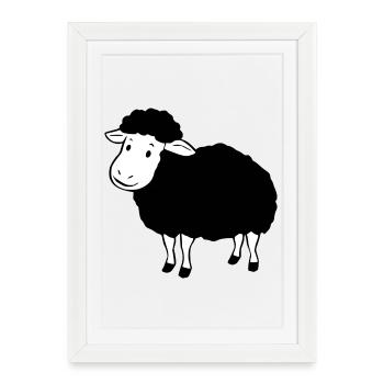 Mouton noir - Affiche encadrée (27 × 37 cm) - blanc - Devant