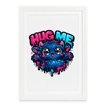 Câline-moi Monstre Néon Câlin - Affiche encadrée (27 × 37 cm) - blanc - Devant