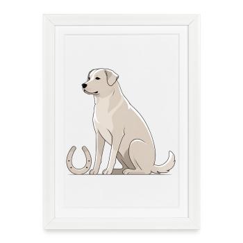 Silhouette du Labrador avec fer à cheval - Affiche encadrée (27 × 37 cm) - blanc - Devant