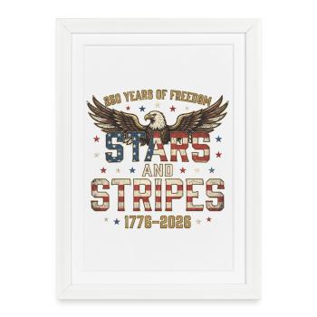  250 Years America Anniversary Stars And Stripes - Framed poster (27 × 37 cm) - white - Front