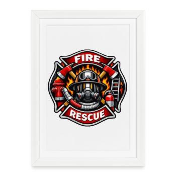 Fire Brigade Rescue Badge - Framed poster (27 × 37 cm) - white - Front