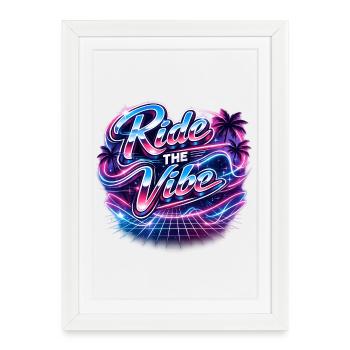 Ride the Vibe Neon 80s Palm - Framed poster (27 × 37 cm) - white - Front