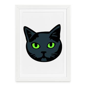 Chat gris / Mâle « British Shorthair » - Affiche encadrée (27 × 37 cm) - blanc - Devant