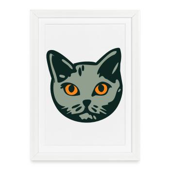 Cat / Male "British Shorthair" - Framed poster (27 × 37 cm) - white - Front