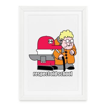 Respect Old School Retro Cartoon - Framed poster (27 × 37 cm) - white - Front