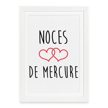 Noces de mercure 38 ans de mariage - Affiche encadrée (27 × 37 cm) - blanc - Devant