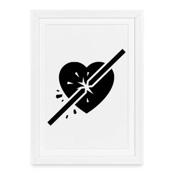 Broken Heart Cracked Cut - Framed poster (27 × 37 cm) - white - Front